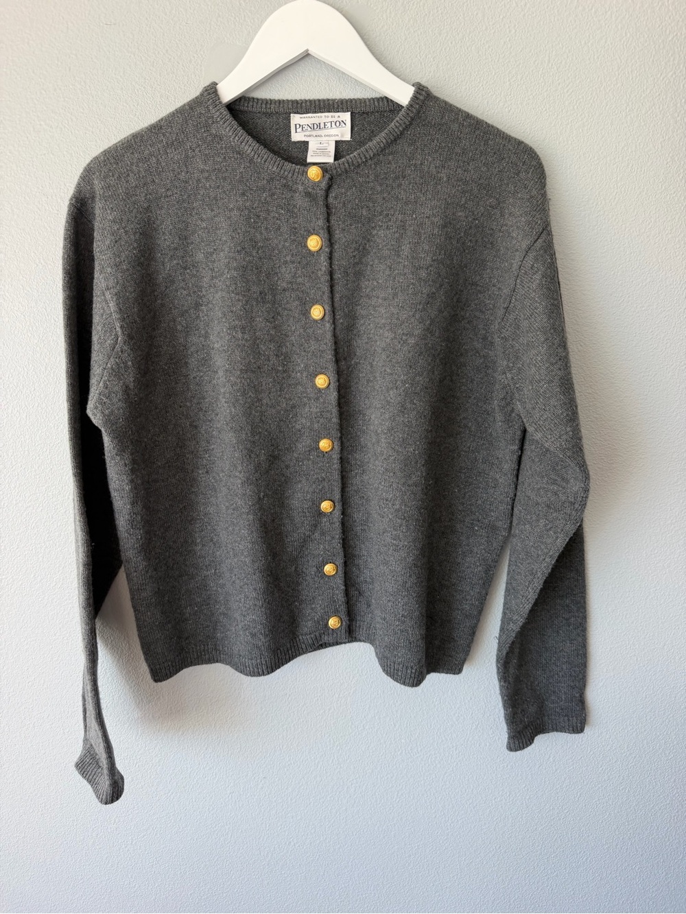 Pendleton dark grey 100% lambswool button down cardigan sweater Women’s sz L